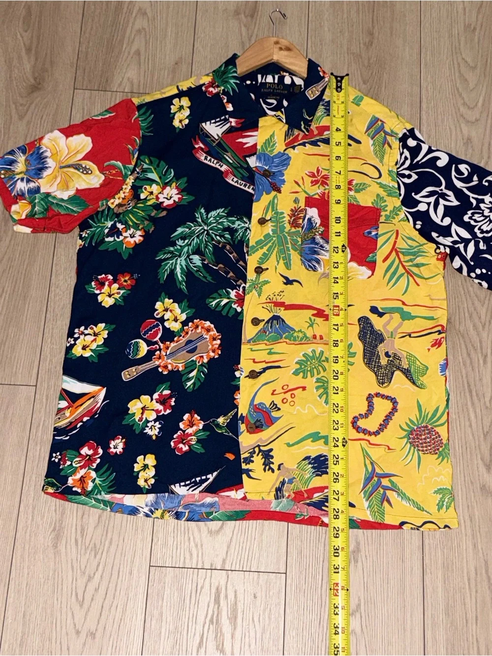 Polo Ralph Lauren Mens L Hawaiian Shirt 100% Viscose Tropical Floral Classic Fit